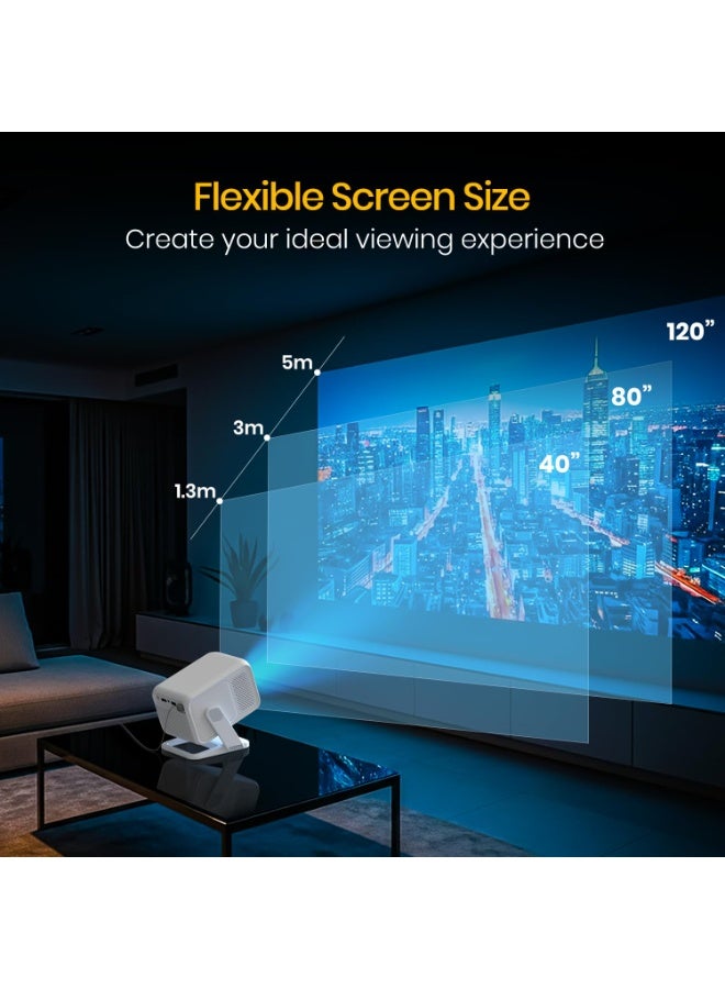بورترونيكس Portronics Beem 450 Smart LED Projector with 1080p Full HD Resolution, Built-in Streaming Apps (Netflix, Prime Video, Hotstar), 4000 Lumens, Screen Mirroring, 3 Watt Speaker, Bluetooth, Wi-Fi (White) - Image 5